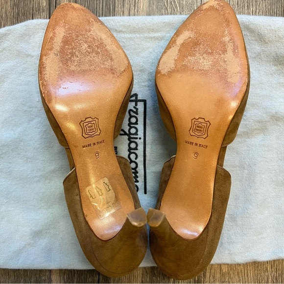 Fragiacomo Vintage High Heel Pumps Brown Suede Leather Slip On Round Toe Shoes 9 - Picture 7 of 15